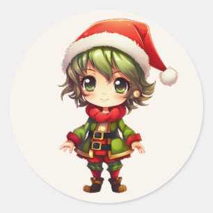 Cute Anime Elf Classic Round Sticker