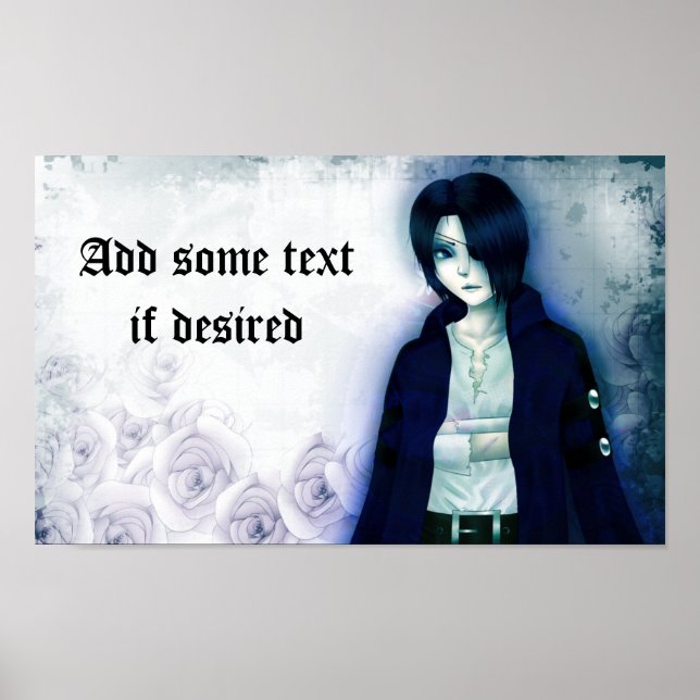 Cute anime emo boy poster for your own text (Front)
