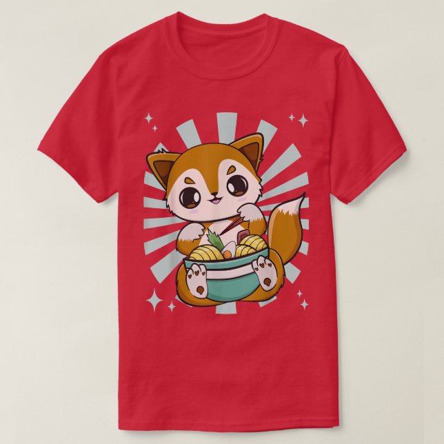 Cute Anime Fo Eats Japanese Noodles And Ramen 525  T-Shirt (Design Front)