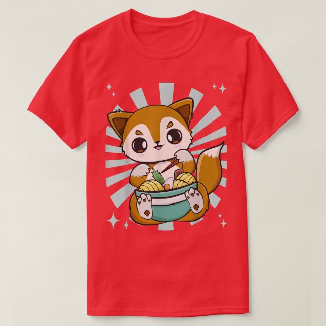 Cute Anime Fo Eats Japanese Noodles And Ramen 548  T-Shirt (Design Front)