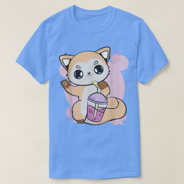 Cute Anime Fo With Boba For Bubble Tea Lover 531  T-Shirt (Design Front)