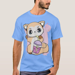 Cute Anime Fo With Boba For Bubble Tea Lover 531 T-Shirt