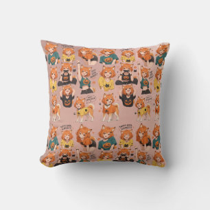 Cute Anime Fox Girl Halloween Gamer Expressions Pa Cushion