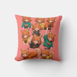 Cute Anime Fox Girl Sticker Sheet – Halloween and Cushion