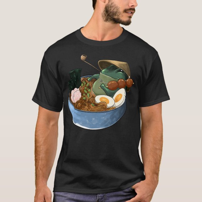 Cute Anime Frog in Japanese Ramen T-Shirt (Front)