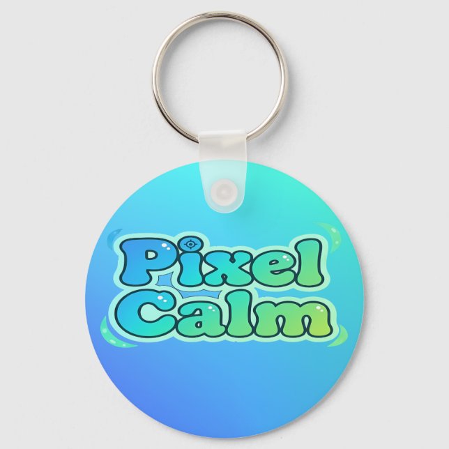 Cute Anime Gamer Boy Pixel Calm Key Ring (Front)