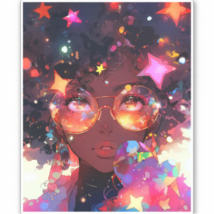 Cute Anime Girl African American Art