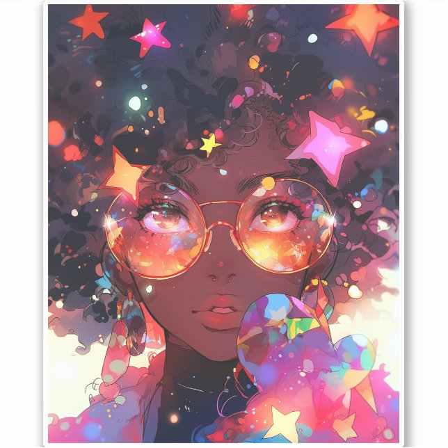 Cute Anime Girl African American Art (Front)