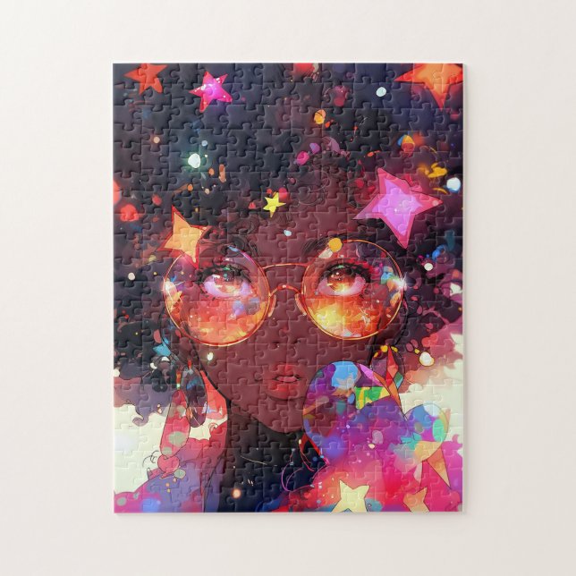 Cute Anime Girl African American Art Jigsaw Puzzle (Vertical)