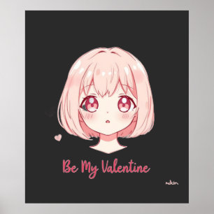 Cute Anime Girl - Be My Valentine T-Shirt Poster