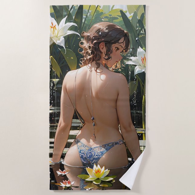 Cute anime girl Beach Towel (Front)