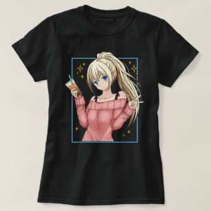 Cute Anime Girl Bubble Tea Art T-Shirt