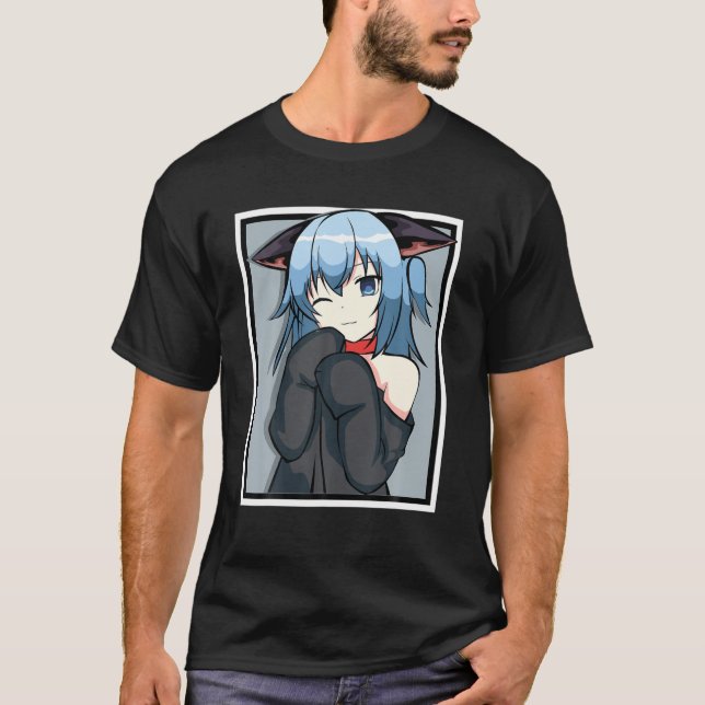 Cute Anime Girl - Cat Design - Manga T-Shirt (Front)