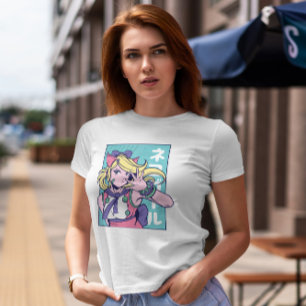 Cute Anime Girl Cat Ears  T-Shirt