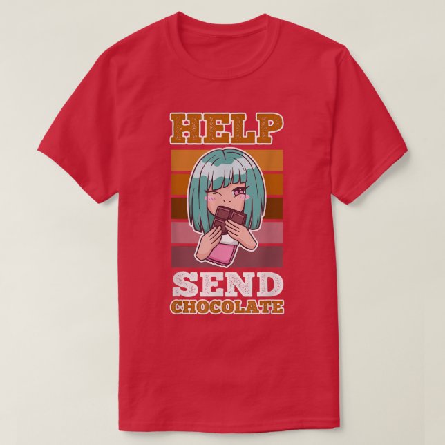 Cute anime girl chocolate dessert choco bar candyb T-Shirt (Design Front)