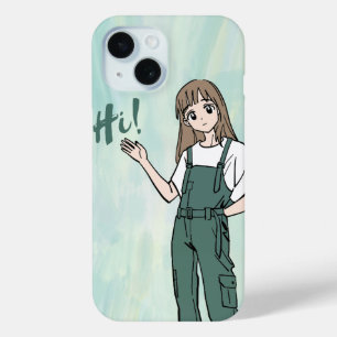 Cute Anime Girl "Hi!" iPhone Case - Kawaii Phone