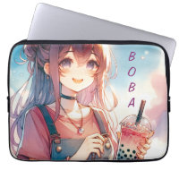 Cute Anime Girl Holding a Boba Tea