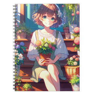 Cute Anime Girl holding a Plant Notebook