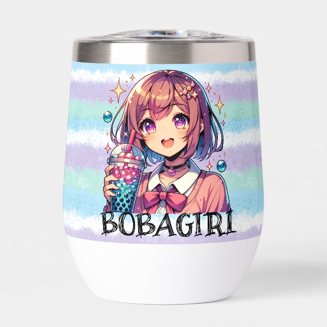 Cute Anime Girl Holding Bubble Tea (Front)