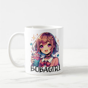 Cute Anime Girl Holding Bubble Tea Coffee Mug