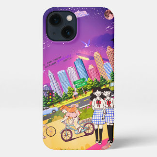 Cute Anime Girl in Scenic Landscape  iPhone 13 Case