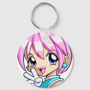 Cute Anime Girl Key Ring