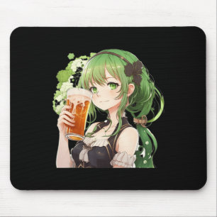 Cute Anime Girl Luckier St Patrick's Day Kawaii Lo Mouse Mat