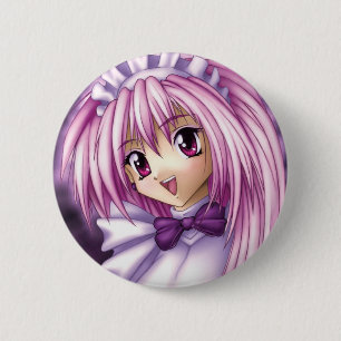 Cute Anime Girl Maid 6 Cm Round Badge