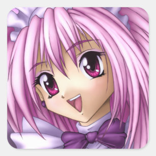 Cute Anime Girl Maid Square Sticker