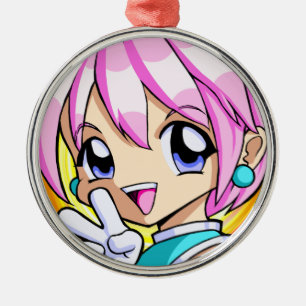 Cute Anime Girl Metal Tree Decoration