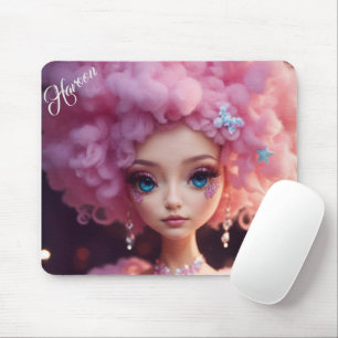 Cute Anime Girl Pink Hair Mouse Pad Gift
