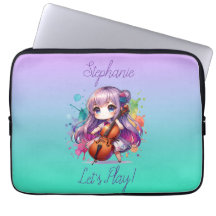 Cute Anime Girl Playing Cello Player Personalised
