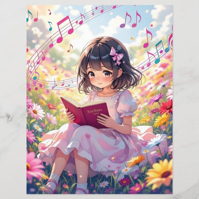 Cute Anime Girl Reading a Book (Front)