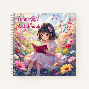 Cute Anime Girl Reading a Book Personalised