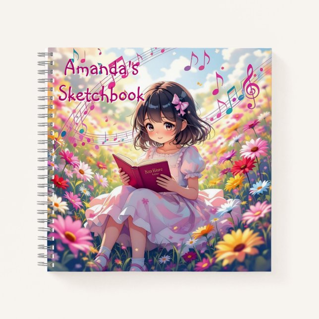 Cute Anime Girl Reading a Book Personalised (Front)