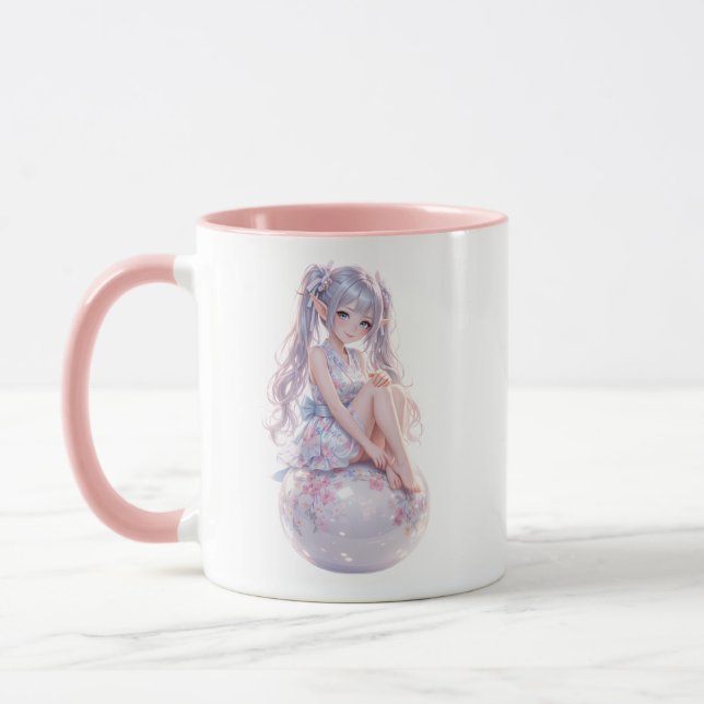 Cute Anime Girl Sitting  Mug (Left)