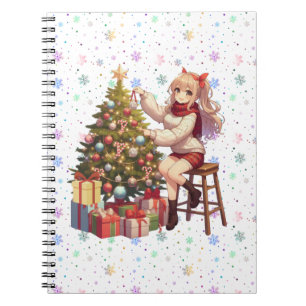Cute Anime girl trimming the tree Notebook