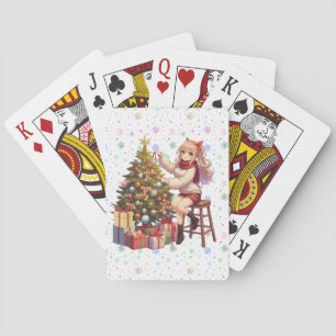 Cute Anime girl trimming the tree Playing Cards