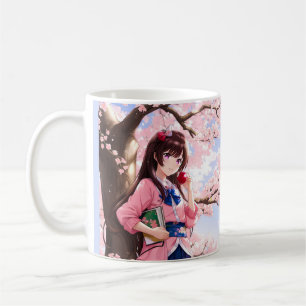 Cute Anime Girl Under A Cherry Blossom Tree Coffee Mug