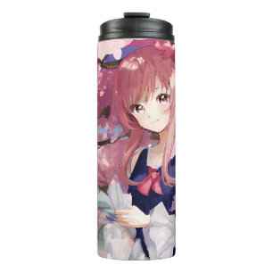 Cute Anime Girl Under A Cherry Blossom Tree Thermal Tumbler