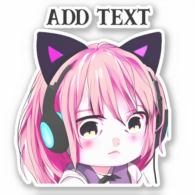 Cute Anime Girl with Cat Ears (Front)