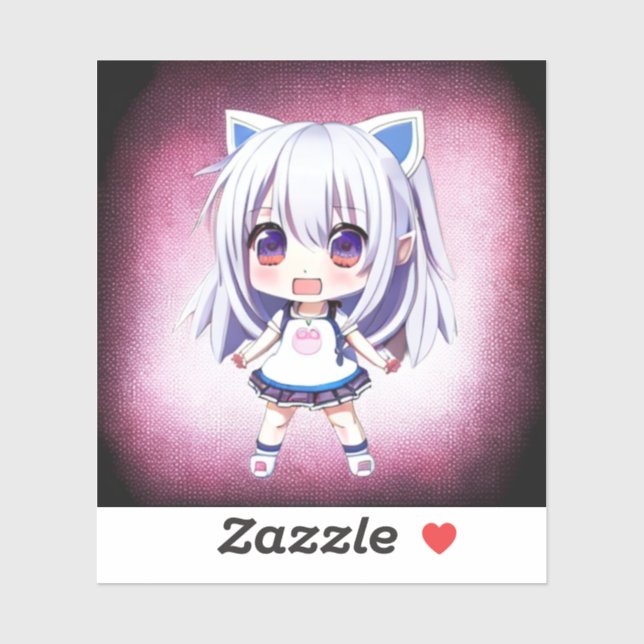 Cute Anime Girl with Cat Ears Headband (Sheet)