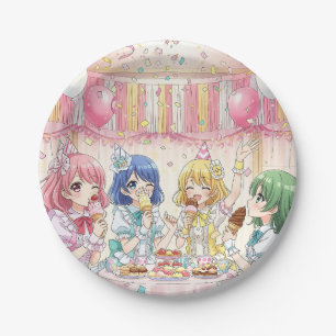 Cute Anime Girl's Ice Cream Birthday Party   Paper Plate