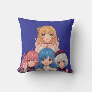 Cute Anime Girls Illustration Cushion