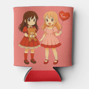 Cute anime girls Valentine's Day Can Cooler