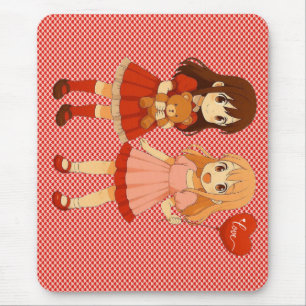 Cute anime girls Valentine's Day Mouse Mat