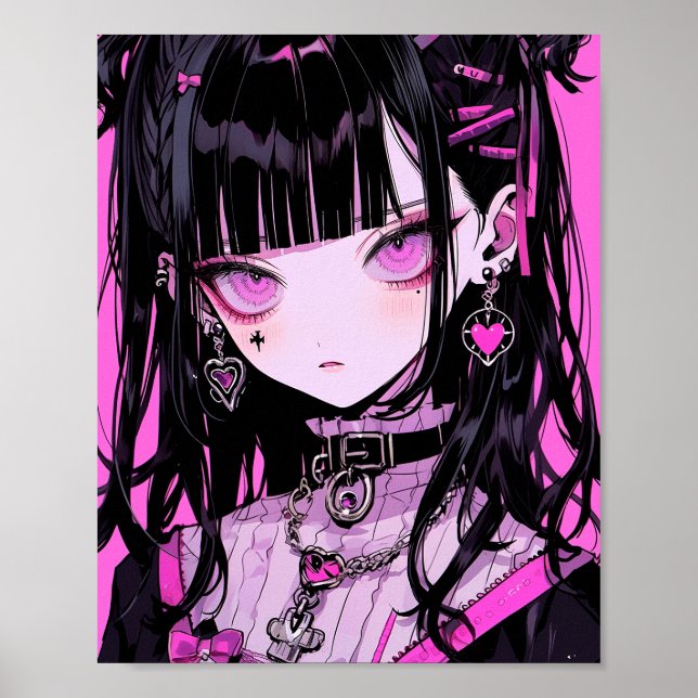 Cute Anime Goth Girl Poster (Front)