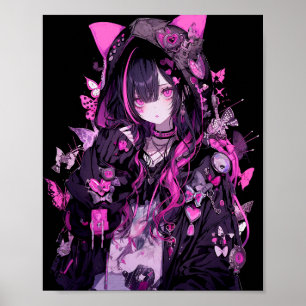 Cute Anime Goth Girl Poster
