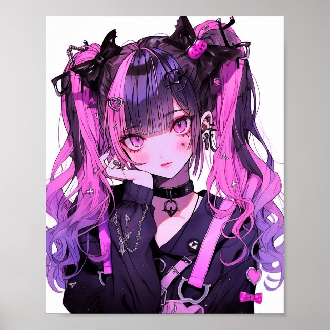 Cute Anime Goth Girl Poster (Front)