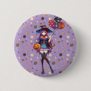 Cute Anime Halloween Witch 6 Cm Round Badge